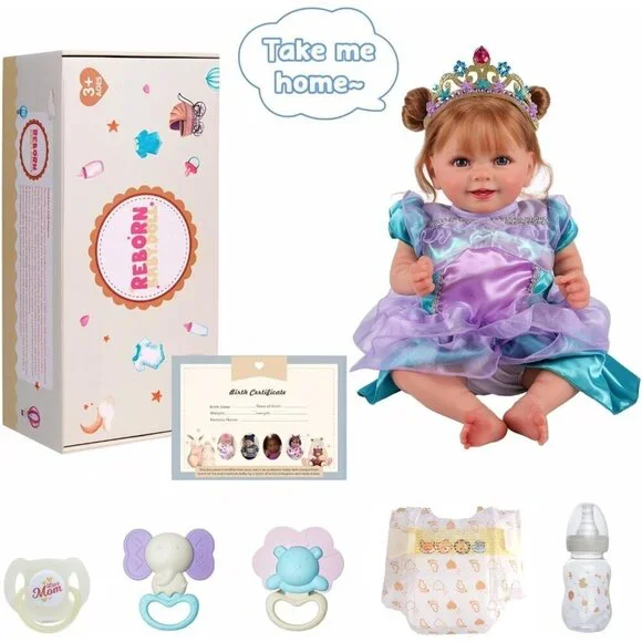 🆕18inch Weighted Cloth Body Newborn Baby Poseable Limbs Brown Hair Girl - Picture 9 of 10